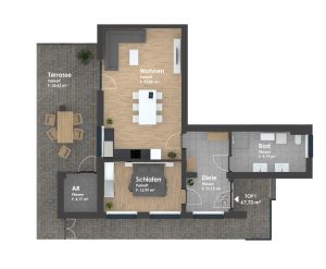 Plan Erdgeschoss Eigentumswohnung Top 1