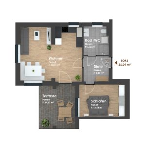Plan Erdgeschoss Eigentumswohnung Top 3